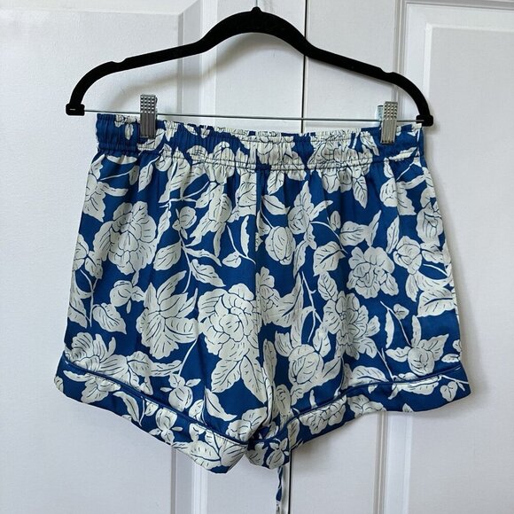 Maree Maree Sleep Set Womens L Blue White Floral Satin Tank & Shorts Loungewear - Picture 3 of 13